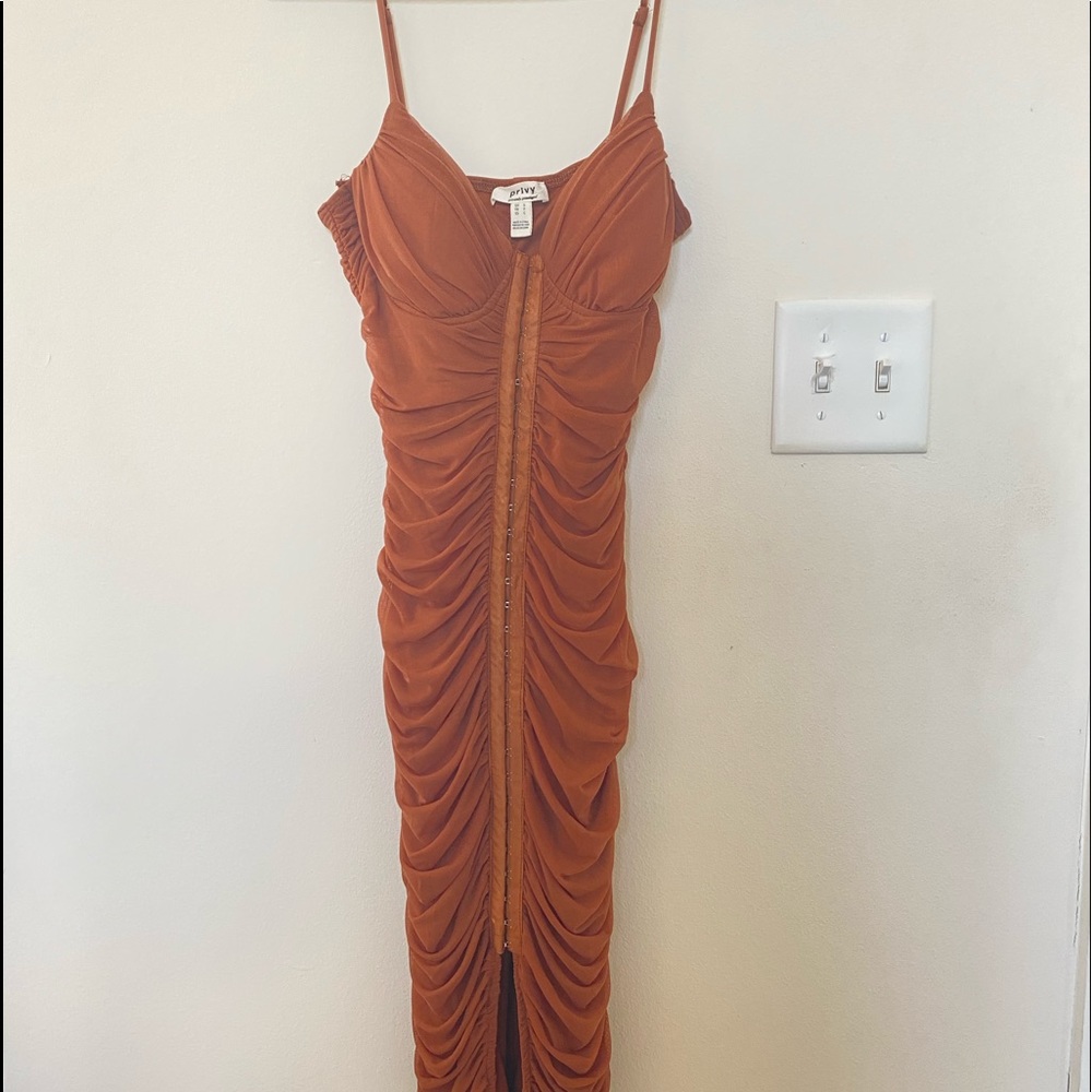 Bodycon Ruched Hook & Eye Mini Dress
